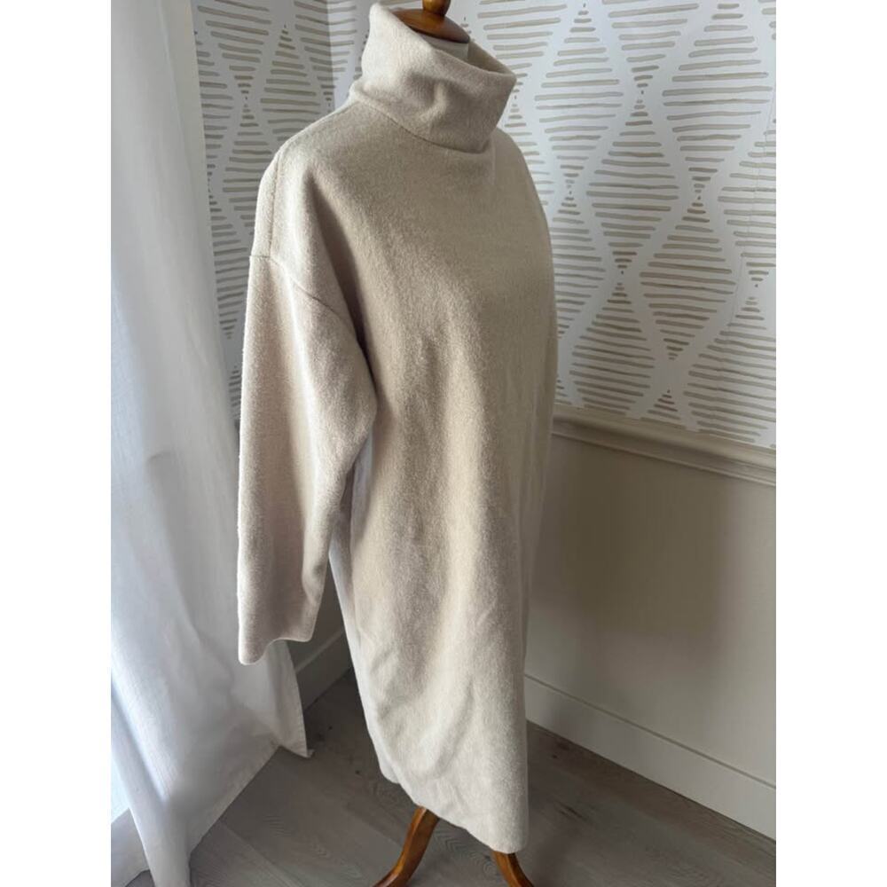 Zara Women’s Small Cream Fleece Mock Neck Midi Dress - Picture 7 of 7